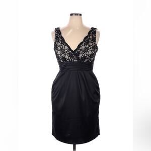 DressBarn collection lace and satin little black cocktail party dress, size 14